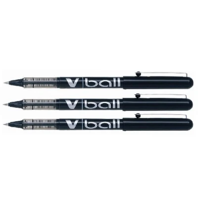 Image de Pilot V Ball Lot de 3 Roller à encre liquide Pointe 0,5 mm Noir (Import Royaume Uni)