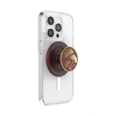 Image de PopSockets: PopGrip Rond pour MagSafe Bague d&#039;adaptation Incluse Support de téléphone Extensible et poignée avec Un Dessus Interchangeable Smartphones étuis Ginkgo Oxblood