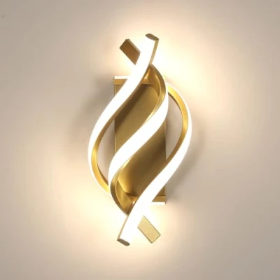 Image de Comely 22W 2500LM Applique Murale Interieur LED, Or Lampada da Parete Design Moderna, Lampe LED pour Chambre, Salon, Couloir, Escalier, Lumière Neutre 4500K