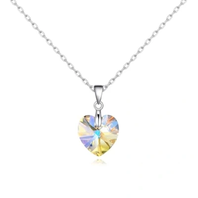 Image de Philip Jones Collier coeur aurore boréale en argent sterling créé avec des cristaux Zircondia®