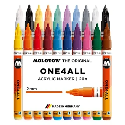 Image de Molotow One4All Marqueur acrylique Boîte à crayons Main Kit 1 Lot de 20 multicolore
