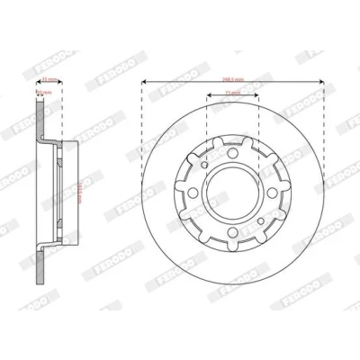 Image de FERODO Disque de frein PEUGEOT: 208 II 3/5 portes, 2008 II, OPEL: Corsa F Mokka DS: DS 3 Crossback 249mm 10mm 4 13 plein revêtu