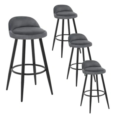 Image de WOLTU Tabouret de Bar Gris Foncé Lot 4,Tabouret comptoir bistrot avec Dossier et Repose Pieds en Velours métal,BH296dgr 4