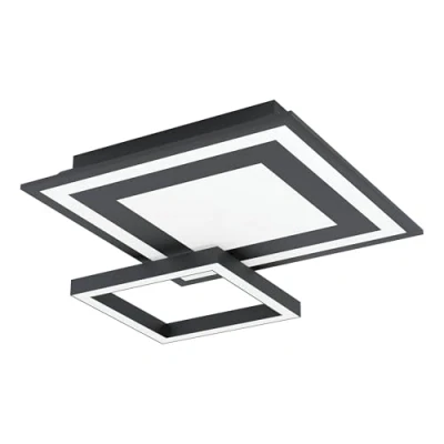 Image de Eglo connect.z Panneau LED connecté Savatarila Z, plafonnier ZigBee, lampe de plafond contrôlable par appli et commande vocale, blanc chaud froid, RGB, dimmable, métal noir
