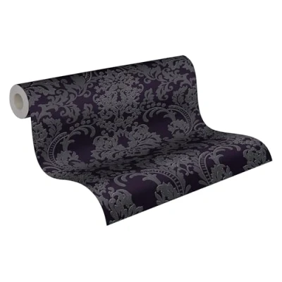 Image de A.S. Création Papier peint baroque Noir et blanc non tissé avec paillettes 10,05 m x 0,53 361663