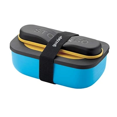 Image de Guzzini Store&amp;GO, Boîte à Lunch avec Couverts de Voyage Jaune/Bleu, 20 x 12 h7 cm 900ml 171102165