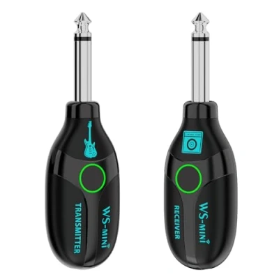 Image de Système sans fil pour guitare, émetteur audio numérique rechargeable à faible latence, adaptateur de guitare guitares électriques, basses et instruments vent (noir)