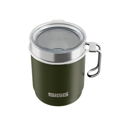 Image de SIGG Tasse Thermos Travel Mug Roasted Green Avec Couvercle en Tritan &amp; Anse Lavable au Lave Vaisselle Sans BPA Acier Inoxydable 18/8 Camping Randonnée Vert Foncé 0,36L