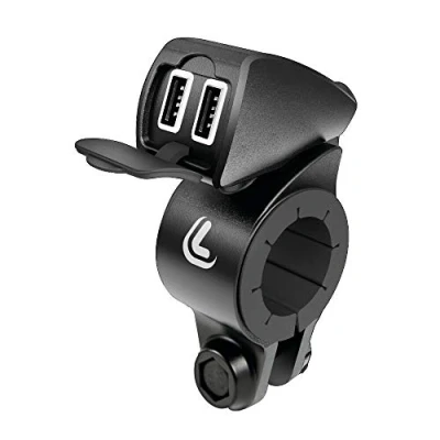 Image de Lampa 38828 USB Fix Trek Chargeur double, résistant à l&#039;eau, fixation au guidon, charge très rapide, 5400 mA, 12/24 V
