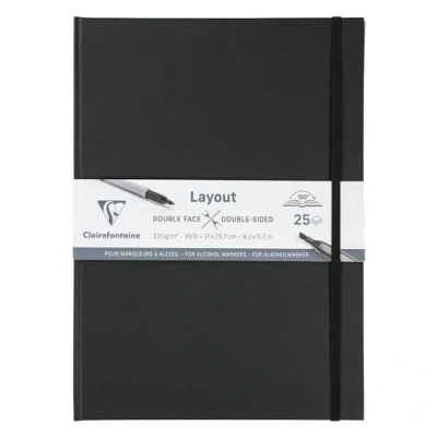 Image de Clairefontaine 975343C Carnet Layout Double Face Ouverture à Plat 25 Feuilles Papier Dessin Blanc Extra Lisse A4 21x29,7 cm 220g Idéal pour le au Feutre Alcool, Encre de Chine et Line Art