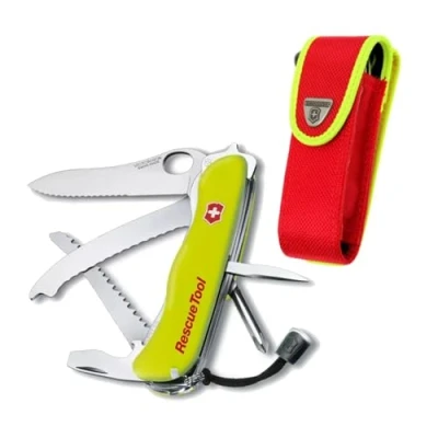 Image de Victorinox Rescue Tool Couteau de Poche Suisse, Multitool, 13 Fonctions, Briseur Vitres, Voir, Jaune