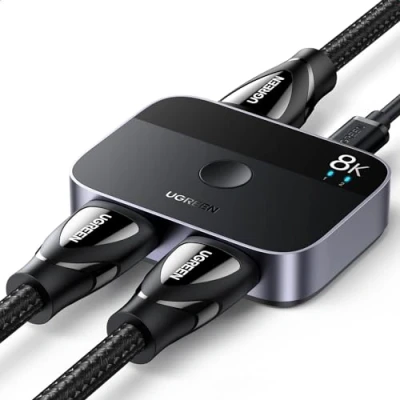 Image de UGREEN Switch HDMI 2.1 8K 60Hz Splitter 2 Entrées 1 Sortie Commutateur 4K 120Hz 1080P Hub 2.0 HDR CEC 3D Dolby Atmos Compatible avec PC PS5 PS4 Slim Xbox One 360 DVD TV Box Projecteur