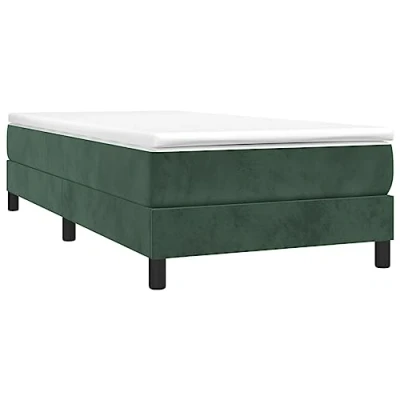 Image de vidaXL Cadre de Lit, Lit Rembourré, Simple avec Sommier à Lattes, Adulte Chambre Coucher, Moderne, Vert Foncé 90x190 cm Velours