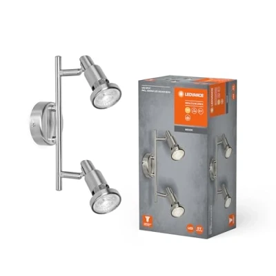Image de LEDVANCE LED Projecteur de haute qualité à 1 flamme en aluminium, adapté aux murs et plafonds intérieurs, source lumière GU10 remplaçable incluse, blanc chaud (2700K), 3W, SPOT 1x3W