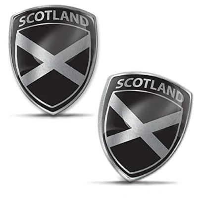 Image de Biomar Labs® 2 x 3D Flexibles Autocollant Badge Stickers Drapeau National Argent Ecosse Écossais Scotland Emblème Voiture Auto Moto F 115