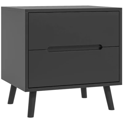 Image de HOMCOM Table de Chevet Nuit avec 2 tiroirs, Style Moderne pour Chambre à Coucher, Salon, 50 x 40 50,5 cm, Noir