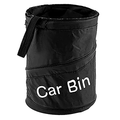 Image de KAV poubelle de voiture pliable et résistante à l&#039;eau avec support suspendu Mini poubelle, stockage collecte des déchets Pop up, lot 1 (noir)