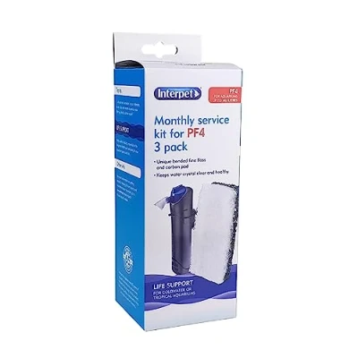 Image de Interpet Kit d&#039;entretien mensuel PF4 Mini Aquarium Power Filter Floss et Mousse de Rechange à Charbon lié Lot 3