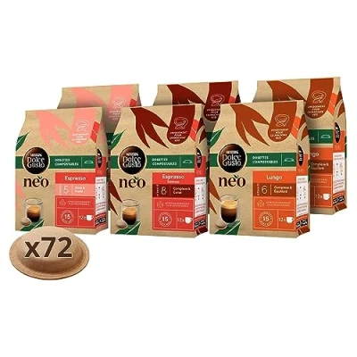 Image de ‎Nescafé Dolce Gusto NEO Multi Variété Espresso, Lungo, Espresso Intenso 72 dosettes de café compostables à base papier (6 boîtes 12 dosettes)