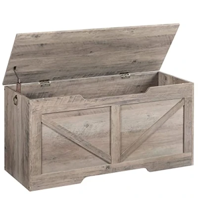 Image de HOOBRO Coffre de Rangement, Banc Rangement avec Couvercle en Bois, Solide, Stable, charnières sécurité, Large Dessus, Armoire à Jouets, Chaussures, grège EBG771CW01