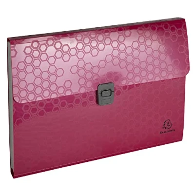 Image de Exacompta Réf. 58410E 1 trieur valisette en polypropylène recyclé Maïa fermeture par bouton poussoir 13 compartiments dim 33 x 25 cm pour format A4 couleurs aléatoires