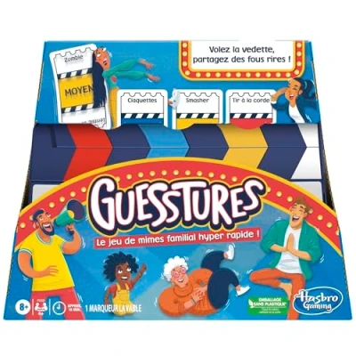 Image de jeu Guesstures, de mimes pour 4 joueurs et plus, groupe familial, cartes personnalisables, clap