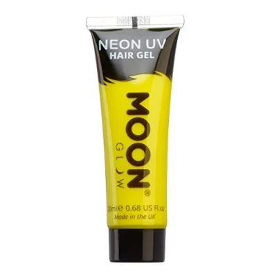 Image de Moon Glow Neon UV Gel capillaire Teinture temporaire lavable Point and Glow, Jaune foncé, 20 ml (lot de 1)