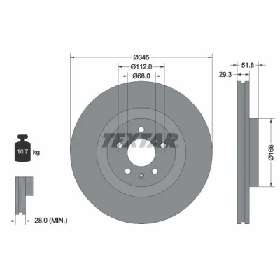 Image de TEXTAR PRO+ 92160205 Disque de frein AUDI: Q5, A5 B8 Coupe, A4 Avant