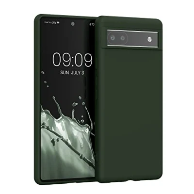 Image de kwmobile Housse Compatible avec Google Pixel 6a Coque de téléphone Protection Souple en Silicone Vert foncé Mat