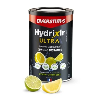 Image de Overstim.s Boisson énergétique Hydrixir Ultra (400g) 3 sources de glucides 4 électrolytes 6 vitamines BCAA + Glutamine Bicarbonate sodium Saveur peu sucrée Citron vert