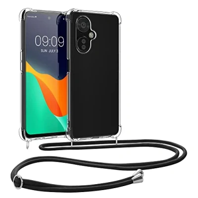 Image de kwmobile Coque Collier Compatible avec OnePlus Nord CE 3 Lite 5G / N30 Housse de Protection en TPU Cordon Sangle Transparent Noir