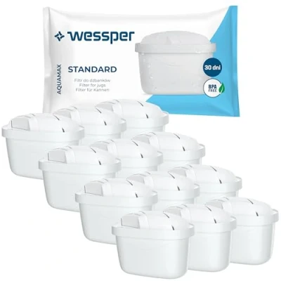 Image de Wessper Cartouche Filtrante, Filtre à Eau Compatibles avec la Carafe Filtrante Brita Maxtra, Charbon Actif et résine échangeuse d&#039;ions 12 pièces