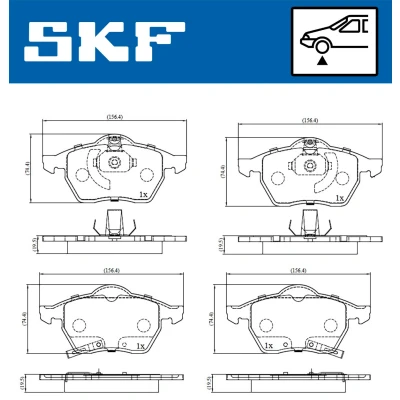 Image de SKF VKBP 80424 A Jeu de plaquettes frein avec indicateur d&#039;usure OPEL: Zafira A, Astra G CC, Coupe, SAAB: 9 5 Break