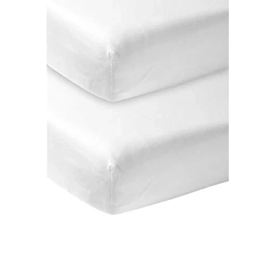 Image de Meyco Baby Uni drap de lit en 2 pièces (drap avec qualité jersey doux, 100% coton, ajustement parfait grâce à un cordon élastique tout autour, taille : 70 x 140 cm), blanc