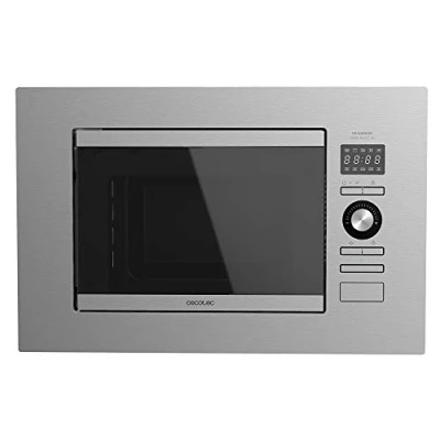 Image de Cecotec Micro ondes encastrable numérique GrandHeat 2090 Built in Steel. 800 W de Puissancesur 5 niveaux, 20 L capacité, Gril 1000 W, 8 fonctions préconfigurées, Minuterie