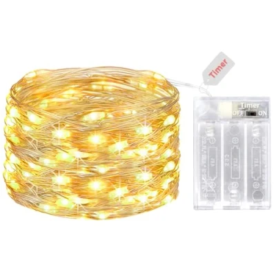Image de litogo Guirlande Led à Pile, 5M 50LED Petite Lumineuse Guirlandes Lumineuses d&#039;Intérieur Decoration pour Chambre Noël Mariage Soirée Maison Jardin, Blanc Chaud