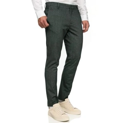Image de Indicode Hommes Rodekro Pants Pantalons de Performance Green Herringbone 33/30