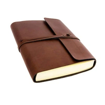 Image de Vietri A5 Journal Intime/Carnet de Notes en cuir recyclé fabrication artisanale Italienne, Voyage, Notebook (15x21 cm) Brun