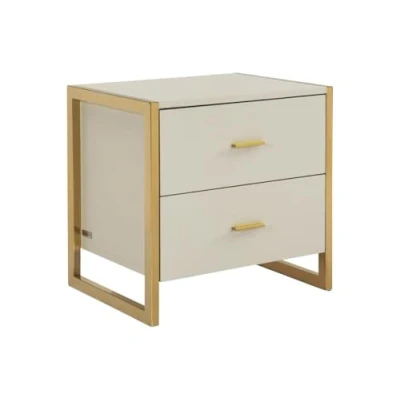 Image de Table de chevet 2 tiroirs MDF Beige et doré OMBRELIA Pascal Morabito