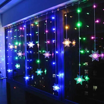 Image de Klighten RGB Guirlandes Lumineuses Rideau, Rideau Lumière, LED Etoilée, string light, 96erLED 3.5M Guirlande d&#039;Eclairage,Guirlande décoration de Fenêtre, Noël, Anniversaire, Patio