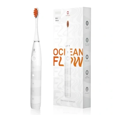 Image de Oclean Flow, Brosse à Dents Électrique, 5 Modes avec Blanchiment, Sonique Autonomie de 180 Jours, Minuterie 2 Min &amp; Rappel 30s, IPX7 Blanc