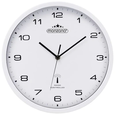 Image de Monzana® Horloge Murale Radio pilotée à Quartz silencieuse Noir/Argent Ø 31cm trotteuse Changement d&#039;heure Automatique