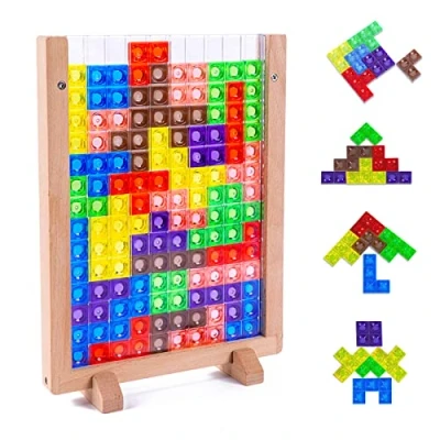 Image de Jouets Montessori Puzzle Enfant 3 4 5 Ans, 3D Jouet for Tetris Acrylique, Russe en Forme STEM éducatifs, Cadeaux de Noël pour Garçons et Filles