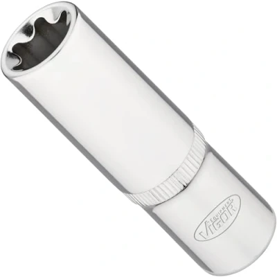 Image de ViGOR Douille en T longue 1/2 pouce V7014 20 (12,5 mm) Entraînement carré, profil E, ouverture de clé E20, longueur 77 mm&#039;.