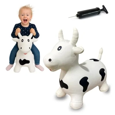 Image de Jamara Does Not Apply 460318 Animal Sauteur Vache avec Pompe, 460318, Blanc/Noir, One Size
