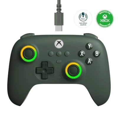 Image de 8Bitdo Ultimate C Wired Controller for Xbox, RGB Lighting Fire Ring and Hall Effect Joysticks, Compatible with Xbox Series XS, One, Windows 10/11 Officially Licensed (Dark Gray)