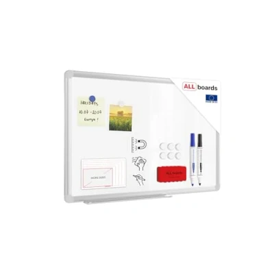 Image de ALLboards Tableau Blanc Magnétique Effaçable à Sec avec Cadre en Aluminium Premium EXPO 60x40cm, Whiteboard
