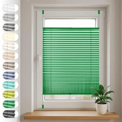 Image de Store plissé Sonello Klemmfix sans perçage 70cm x 120cm, Vert, Stores pour Les Portes et fenêtres, Opaque, Protection de la Vie privée, Solaire, prêt à l&#039;emploi, Enrouleur
