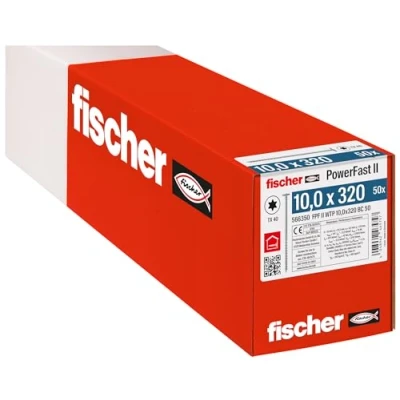 Image de fischer Vis de charpente PowerFast FPF II WTP 10,0x320 revêtement zingué, Filetage partiel, tête Disque avec Empreinte Torx/Boîte 50