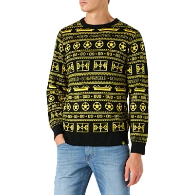 Image de Borussia Dortmund BVB Pull de Noël, Small, Noir/Jaune